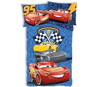 Disney Cars 'Suivre Les étoiles' Parure de lit Enfant | Housse de Couette 140x200 cm avec taie d'oreiller 50x70 cm, 100% Coton | Parure de lit Réversible Flash McQueen pour lit Enfant