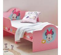 Disney Classic Minnie Lit pour enfants : construction robuste en bois d’ingénierie, côtés protégés, lattes en bois, convient aux matelas de 140 cm x 70 cm (matelas non inclus)
