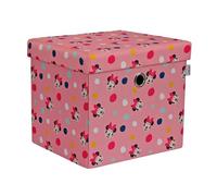 Disney Classic Minnie Mouse Coffre de Rangement Ottoman Pliable carré avec Couvercle pour Enfants, Repose-Pieds, Peut Supporter Jusqu’à 30 kg - Rose