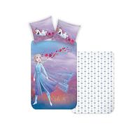Disney Home Frozen Parure de lit réversible pour Enfant 135 x 200 cm + taie d'oreiller 80 x 80 cm - 2 pièces Elsa et Olaf - Doux et agréable sur la Peau - 100% Coton renforcé Super Doux