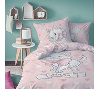 Disney Home Les Aristochats Love Parure de lit 100% Coton | Housse de Couette 140x200 cm + 1 taie 63x63 cm | Fermeture avec rabat | Chambre enfant, lit 1 place | Certification Oeko-Tex