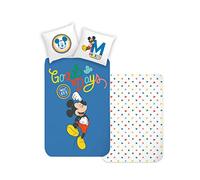 Disney Home Mickey Parure de lit réversible pour Enfant 135 x 200 cm, taie d'oreiller 80 x 80 cm, 100% Coton, 2 pièces Mickey Parure de lit Douce et agréable sur la Peau