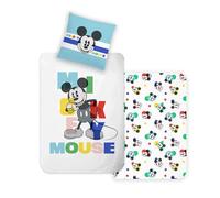 Disney Home Mickey Parure de lit réversible pour Enfant 135x200 cm, Taie d'oreiller 80x80 cm, Super Douce 100% Coton renforcé 2 pièces Parure de lit Mickey Parure de lit Douce et agréable sur la Peau