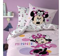 Disney Home Minnie Jolie Parure de lit 100% Coton - Licence Officielle | Housse de Couette 140x200 cm + 1 taie 63x63 cm | Fermeture avec rabat | Chambre enfant, lit 1 place | Certification Oeko-Tex