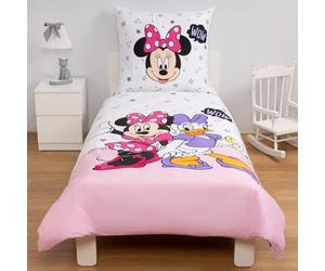 Disney Home Minnie Parure de lit réversible avec Housse de Couette 140 x 200 cm - Taie d'oreiller 60 x 70 cm - Super Doux renforcé 100% Coton - Parure de lit 2 pièces, Douce et agréable au Touche