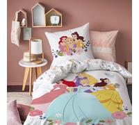Disney Home Princesse Bal Parure de lit 100% Coton - Licence Officielle | Housse de Couette 140x200 cm + 1 taie 63x63 cm | Fermeture avec rabat | Chambre enfant, lit 1 place | Certification Oeko-Tex