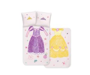 Disney Home Princesses Parure de lit 2 pièces - Parure de lit 135 x 200 cm et taie d'oreiller 80 x 80 cm - 100% Coton Super Doux - Parure de lit Double Face pour Enfant Fille