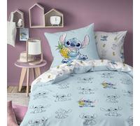 Disney Home Stitch Ananas Parure de lit 100% Coton - Licence Officielle | Housse de Couette 140x200 cm + 1 taie 63x63 cm | Fermeture avec rabat | Chambre enfant, lit 1 place | Certification Oeko-Tex
