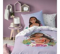 Disney Home Vaiana Motonui Parure de lit 100% Coton - Licence Officielle | Housse de Couette 140x200 cm + 1 taie 63x63 cm | Fermeture boutons | Chambre enfant, lit 1 place | Certification Oeko-Tex