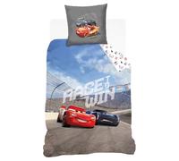 Disney - Housse de Couette Cars Flash McQueen - 140x200 cm + 1 taie d'oreiller 63x63 cm - 100% Coton - Bleu