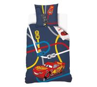 Disney - Housse de Couette Cars McQueen, Ramirez et Storm - 140x200 cm + 1 taie d'oreiller 63x63 cm - 100% Coton - Blanc