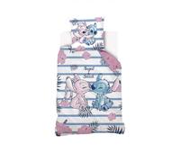 Disney - Housse de Couette Disney Angel & Stitch + Taie d'oreiller 63x63 cm - 100% Coton - Rose
