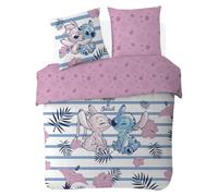 Disney - Housse de Couette Disney Angel & Stitch + Taie d'oreiller 63x63 cm - 100% Coton - Rose (220x240 cm)