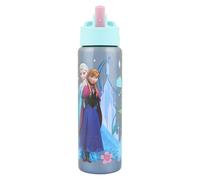 Disney La Reine des Neiges Bouteille d'eau isotherme en acier inoxydable de 750 ml pour enfants avec couvercle à paille, sans BPA, anti-fuite, lavage à la main uniquement - Cadeau officiel pour filles
