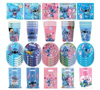 Disney Lilo et Stitch décoration de fête d'anniversaire fille garçon vaisselle jetable sac de bonbons nappe papier tasse assiette fournitures Kit 9inch Plate 10Pcs
