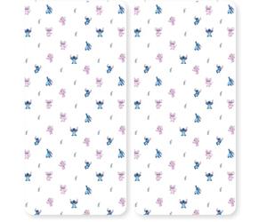 Disney Lilo et Stitch Drap Housse Simple Officiel, Design Chill avec Stitch et Angel, Conçu pour Lits Simples, Polyester Doux avec Bord élastique, Chambre d’Enfant (Lot de 2)