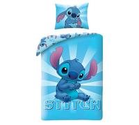 Disney LILO et STITCH - Parure de lit simple réversible 140 x 200 cm et taie d'oreiller 70 x 90 cm - Bleu multicolore - 100 % coton OEKO-TEX