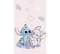 Disney Lilo et Stitch, Serviette de Plage - Motif cœurs, Fleurs et Feuilles, 70 x 140 cm, 100% Coton