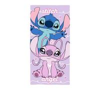 Disney Lilo et Stitch Serviette Officielle | Douceur 100% Coton Ultra Douce | Design Chill avec Angel et Stitch | Parfait pour Maison, Bain, Plage et Piscine | Taille Unique 70 x 140 cm