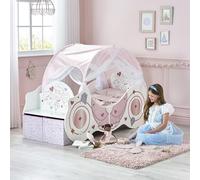 Disney Lit pour Tout-Petits : Construction Robuste en Bois d'ingénierie, côtés protégés, Lattes en Bois, s'adapte aux Matelas de 140 cm x 70 cm (Matelas Non Inclus) - Carrosse de Princesse