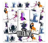 Disney Lot de 72 tatouages temporaires perforés individuels de 5,1 x 5,1 cm pour enfants, garçons et filles (fournitures de fête Disney Villains)