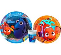 Disney Lot de 8 assiettes en papier Dory 23 cm + 8 assiettes en papier Nemo 23 cm + 8 verres Dory/Nemo pour fêtes et anniversaire