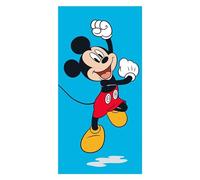 Disney Mickey Blue Serviette de Bain 70x120 cm | Velours et Bouclette 100% Coton | Oeko-TEX | Imprimé Enfant Garçon | Bleu Ciel