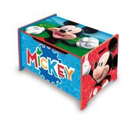 ARDITEX - Banc coffre en bois Mickey Mouse de Disney - 62,5x40x37cm - Couleur rouge et bleu - Idéal pour ranger jouets, vêtements ou objets dans une chambre d’enfant