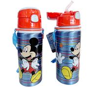 Disney Mickey Mouse Bouteille En Aluminium 600ml Avec Paille Enfants Isotherme