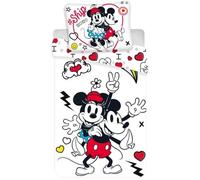Disney Minnie Drap Parure de lit Enfant 140 × 200 cm de 70 × 90 cm + Brosse a cheveux Minnie OFFERTE