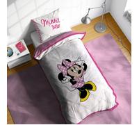 Disney Minnie Mouse 100% Coton Ensemble Housse de Couette Lit Simple - Comprend une Taie d’Oreiller 50 x 70 cm