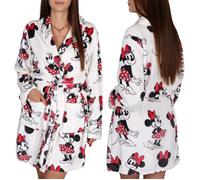 DISNEY Minnie Mouse Blanc, peignoir pour FEMME avec ceinture, peignoir CHAUD à nouer avec poches, robe de chambre douce XXS