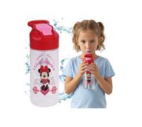 DISNEY Minnie Mouse Bouteille d'eau avec embout et poignée, bouteille transparente avec tube 450 ml
