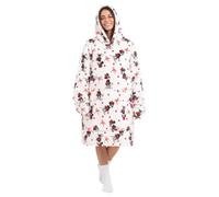 Disney Minnie Mouse Couverture à Capuche Adulte Sweat Plaid Peluche, Blanc | 86x97 cm, Produit officiel, couverture-housse, surdimensionnée, doublure, poche, lavable en machine, 100% polyester, OEKO-TEX