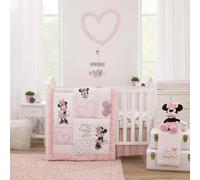 Disney Minnie Mouse My Happy Place Parure de lit 3 pièces pour berceau - Édredon, drap-housse 100 % coton et jupe de berceau