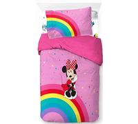 Disney Minnie Mouse Rainbow 100% Coton Ensemble Lit Simple 3 Pièces - Comprend Housse de Couette, Drap & Taie d’Oreiller
