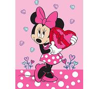 Disney Minnie Mouse Tapis de Chambre d'Enfant Motif Cœur Rose 100 cm x 133 cm Antidérapant Anti-bruit Tapis de Jeu pour Fille Sweet Love Girls