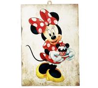 Disney Minnie Tableau motif mural série personnages des dessins animés, impression sur bois, 25 x 18 cm.