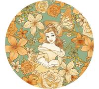 Disney papier peint rond autocollant princesse Belle orange, jaune et vert - 611717 - Ø 125 cm