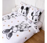 Disney Parure de lit Home Mickey & Minnie, 2 Housses de Couette 135 x 200 cm, 2 taies d'oreiller 80 x 80 cm, Super Douce, 100% Coton renforcé, Doux et agréable sur la Peau