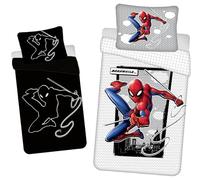 Disney Parure de lit, lumineux dans l'obscurité, dimensions : 140 x 200 cm, 70 x 90 cm, 100 % coton, motif de Spiderman