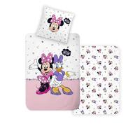 Disney Parure de lit réversible Home Minnie avec Housse de Couette 140 x 200 cm et taie d'oreiller 65 x 65 cm - 100% Coton renforcé Super Doux, 2 pièces, Doux et agréable sur la Peau