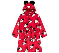 Disney Peignoir Fille Minnie Mouse, Robe De Chambre Enfant Avec Oreilles 3D, Peignoir De Bain Enfant, Rouge 4-5 ans