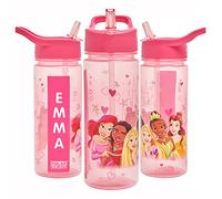 Disney Polar Gear Bouteille d'eau en Tritan sans BPA avec paille - Réutilisable, anti-déversement - avec autocollants - Idéale pour l'école, la crèche, le sport, le pique-nique (rose)