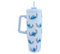Disney Polar Gear Gobelet isotherme à double paroi en acier inoxydable avec paille et couvercle - Produit officiel Stitch - 900 ml