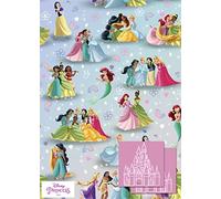 Disney Princess 2 feuilles de papier cadeau et 2 étiquettes cadeaux