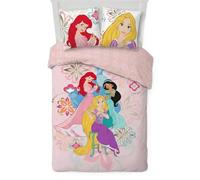 Disney Princesse Parure de lit Enfant | Housse de Couette 140x200 cm + taie d’Oreiller 50x70 cm, 100% Coton | Parure Douce et Respirante pour Enfants | Design Officiel Princesse