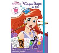 Disney Princesses - Maquillage de fête - Coup de cœur créations - Kit avec 1 bloc de coloriages et activités, 6 crayons et des stickers - Dès 5 ans