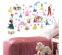 Disney Princesses Stickers Muraux pour Chambre Garçons et Filles Mural Stickers Muraux Art Papier Peint Stickers pour Pépinière 70 cm x 35 cm x 2 Feuilles Vinyle