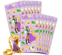 Disney Raiponce - Lot de 12 feuilles d'autocollants emmêlés pour fête d'anniversaire d'enfants | Fournitures de fête Raiponce